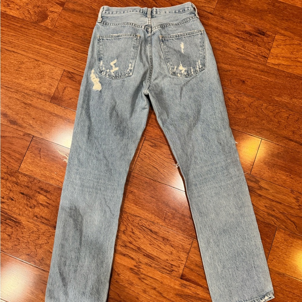 Agolde 90's Mid Rise Loose Distressed Button Fly Jeans Size 24 - Picture 7 of 8